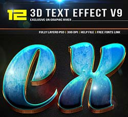 PS图层样式－12个3D文本效果：12 3d Text Effect v9